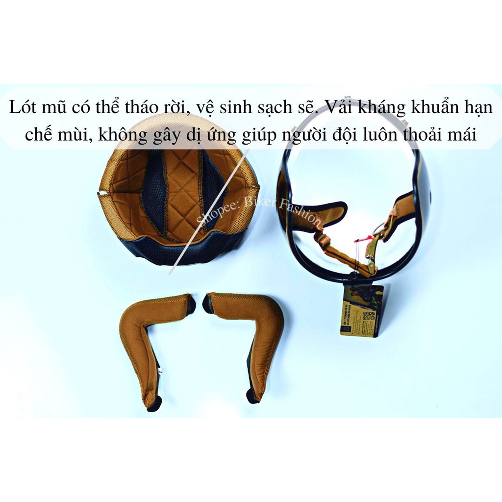 Mũ bảo hiểm 3/4 Royal M20C Logo Viền Đồng