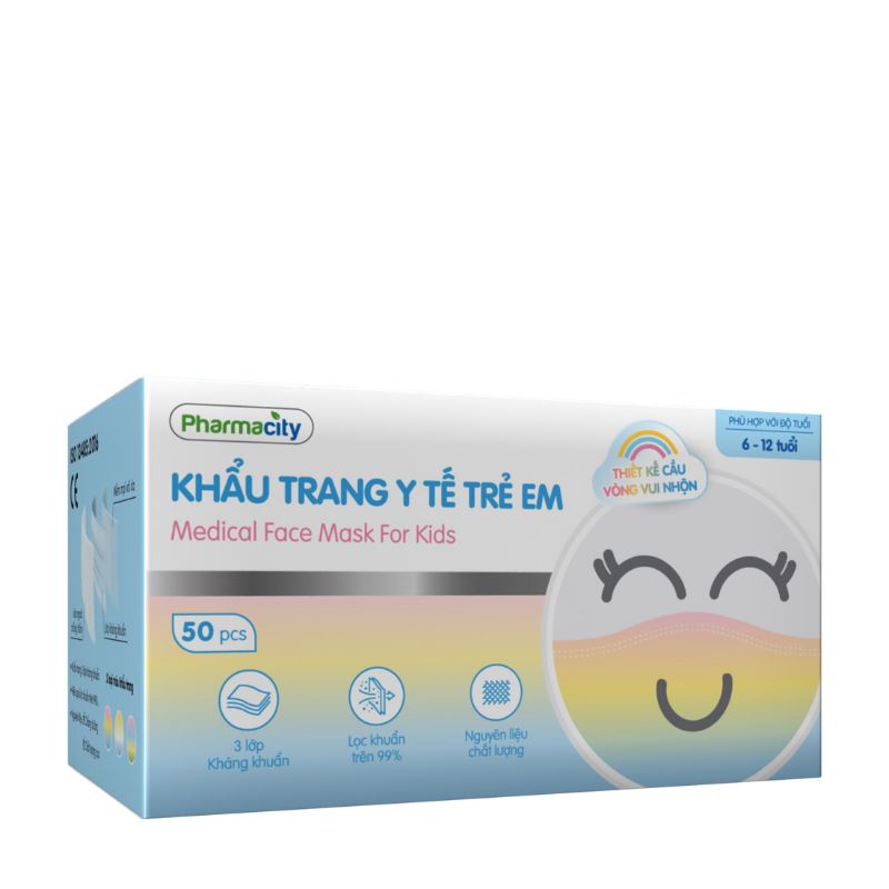 Khẩu trang cầu vồng cho bé hộp 50 cái