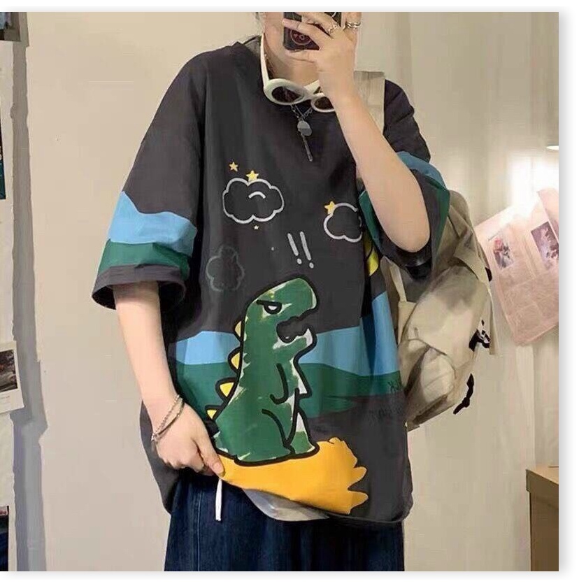 Áo thun tay lỡ form rộng KHỦNG LONG CỰC ĐẸP HOT HÈ TREND 2021 NYNA FASHION
