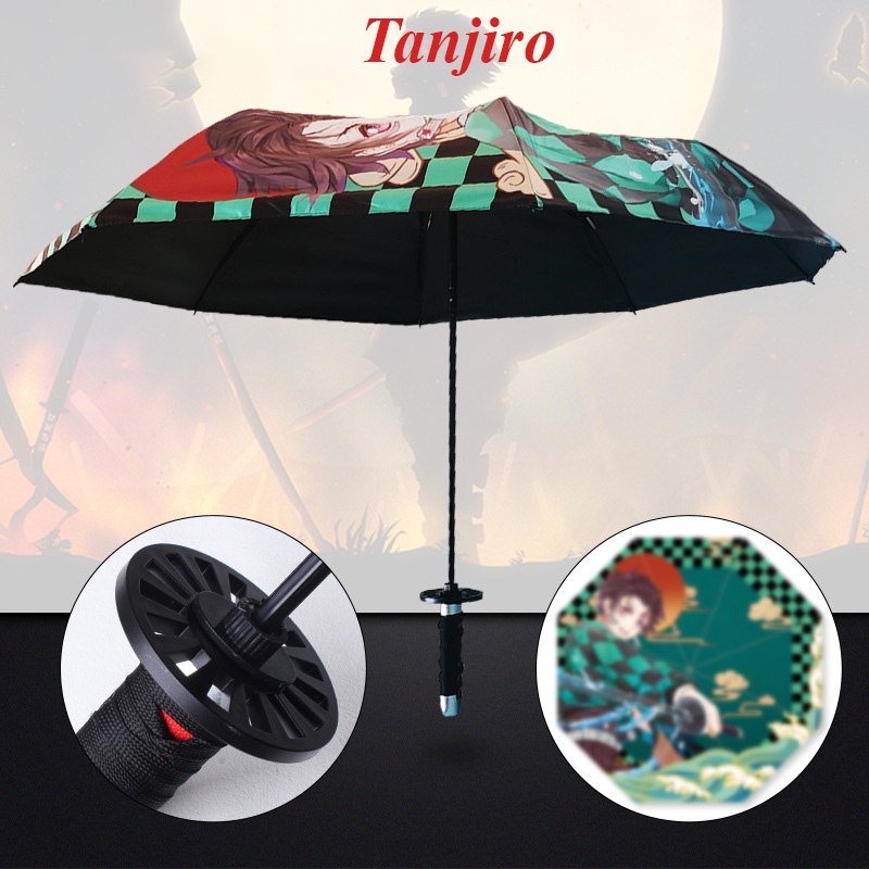 Ô dù Katana ngắn phong cách Anime Kimetsu No Yaiba nhiều màu sắc