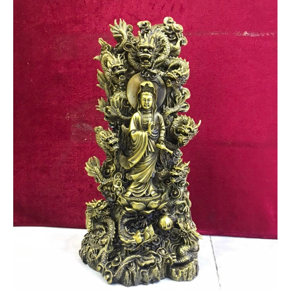 Tượng Phật Cửu Rồng Bằng Đồng Nguyên Chất - Tượng Đồng Phong Thủy