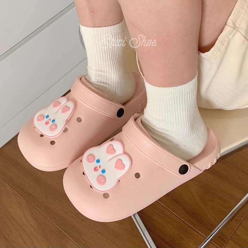 Oeteo Dép Đế Mềm Đục Lỗ Hình Thỏ Hoạt Hình Cho Nam Và Nữ