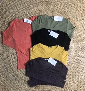 Áo thun body cổ tim tay dài
