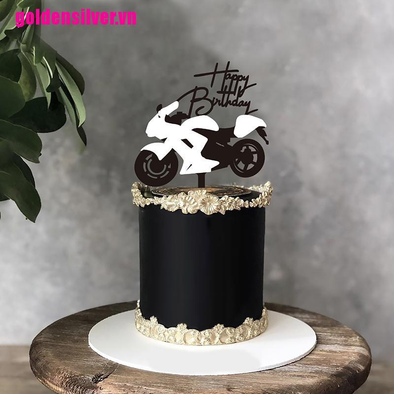 Phụ Kiện Trang Trí Bánh Kem Hình Chữ Happy Birthday Bằng Acrylic Màu Vàng / Bạc