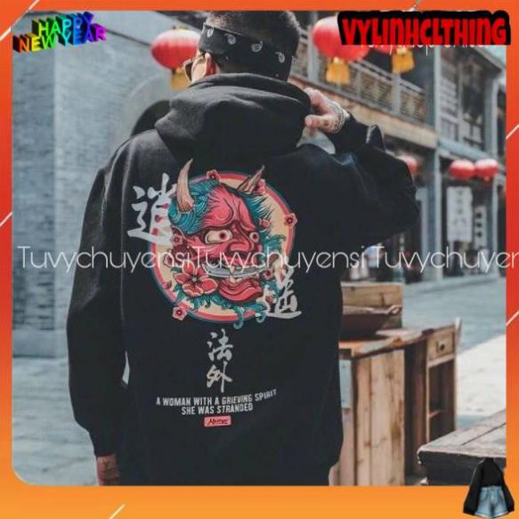 Áo hoodie nam TUVY hoodie nam form rộng dày msicrow mặt quỷ nỉ unisex in 5D màu đen trắng