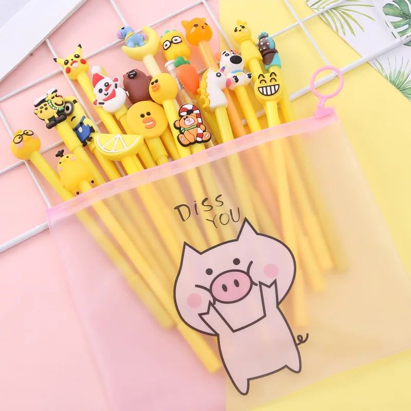 Set 20 bút gel kiểu đủ mẫuz kèm túi zip