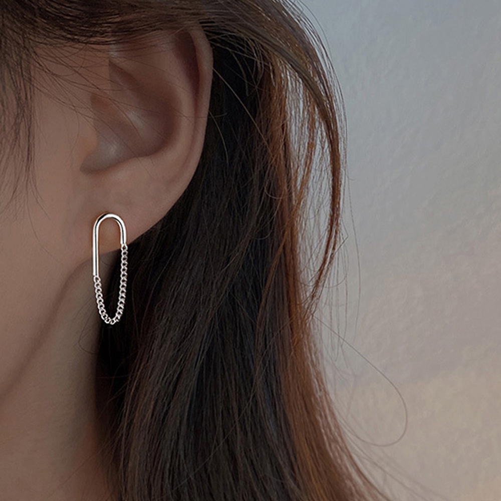 Đôi Khuyên Tai Dây Xích Hình Tròn Thiết Kế Đơn Giản Thời Trang Mùa Hè Dành Cho Nữ