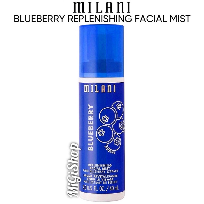 [Hàng Mỹ] Xịt Khoáng Trang Điểm Milani Blueberry Replenishing Facial Mist 60ml