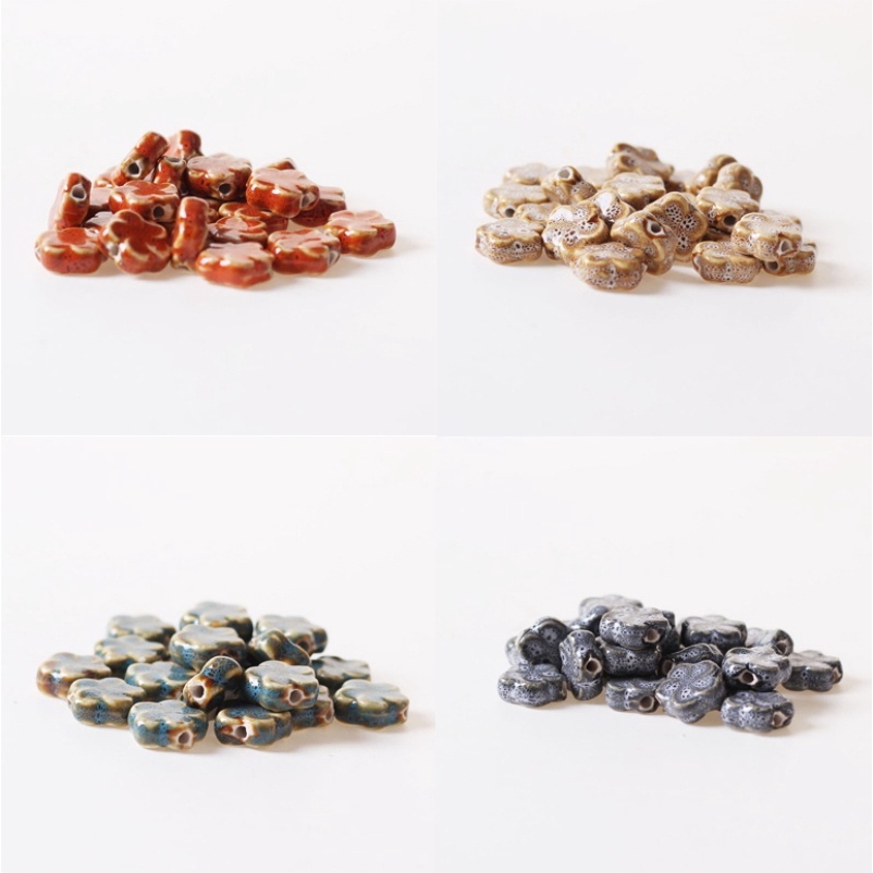 Bộ 10 Hạt Xâu Làm Trang Sức Hình Hoa Bằng Sứ