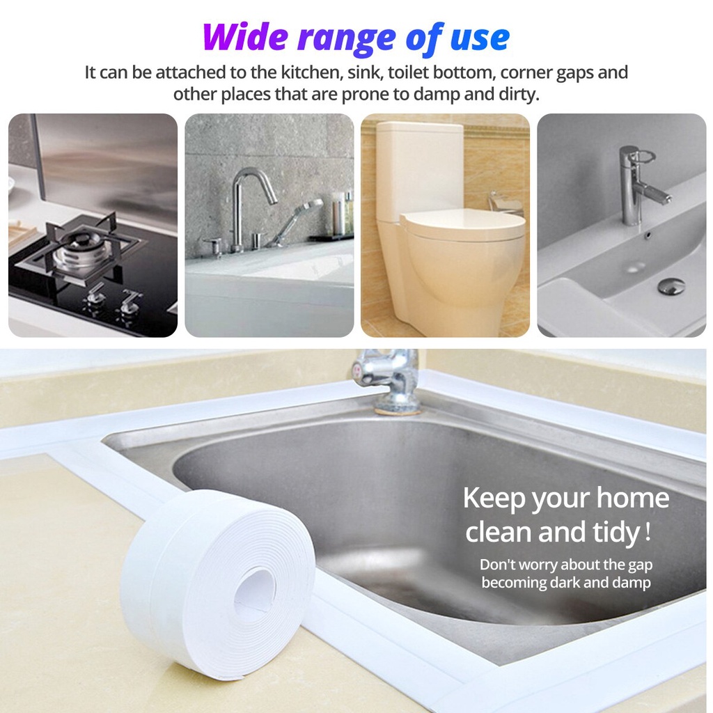 Băng keo ANKNDO bằng PVC dán viền góc tường/ cửa sổ/ sàn nhà bếp/ nhà tắm không thấm nước