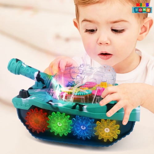 Xe tăng đồ chơi đa năng tự động phát nhạc và đèn cho bé, đồ chơi xe tăng chạy pin có nhạc và ánh sáng vui nhộn Tony kids