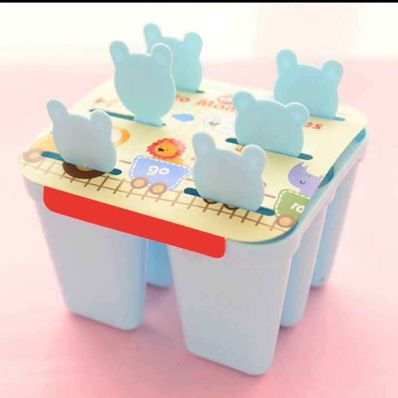 Khuôn Làm Kem Que 6 Ngăn Hình Gấu / Trái Cây Dễ Thương Diy