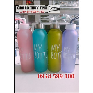 COMBO 8 CHAI THUỶ TINH ĐỰNG NƯỚC DÂY XÁCH 500ML IN MÀU