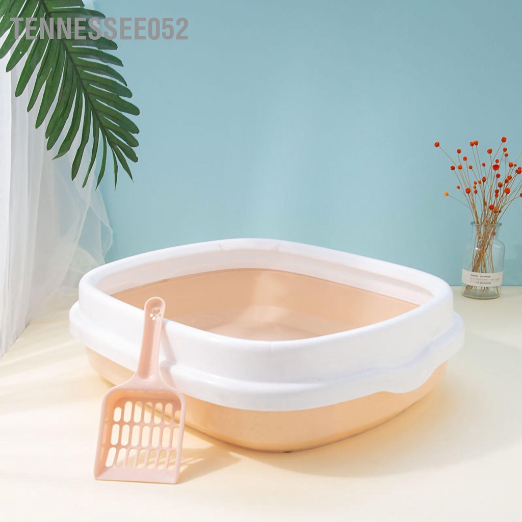 Tennessee052 Cat Litter Pan Không gian rộng lớn Khả năng chống tia nước bắn dày đặc Chậu phân mèo bán kín với Xẻng cho
