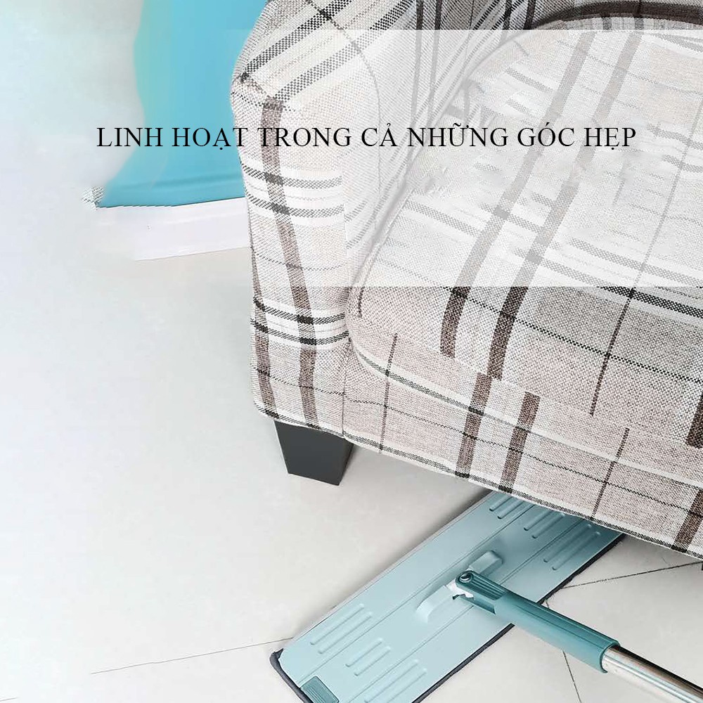 Bộ chổi lau nhà xoay 360 linh hoạt, thùng 2 ngăn giặt và vắt riêng biệt giúp lau nhanh hơn, sạch hơn. Tặng kèm 2 đầu lau