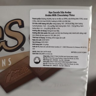 Kẹo socola sữa Andes 132g