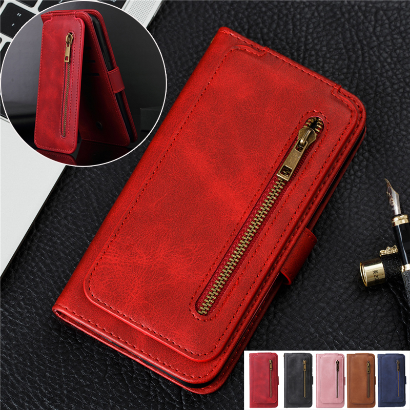 Zipper Flip Cover Casing Xiaomi Poco F3 Redmi K40 K20 Note 7 8 9 Pro Max 8A 8 7A Leather Case Full Card Slot Holder Wallet Protective Shell