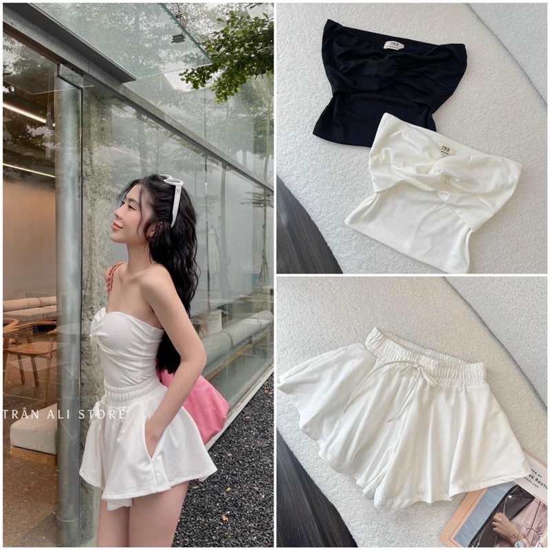set áo xoắn ngực quần đùi