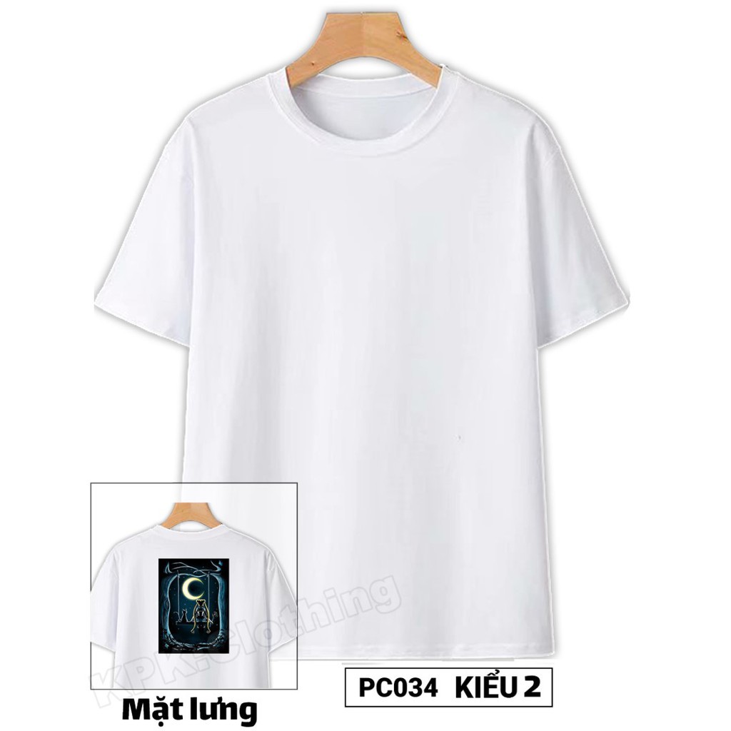 HOT- Áo Thun Cotton Style Picaso Thủy Thủ Mặt Trăng 2 Unisex Nam Nữ Trắng Đen