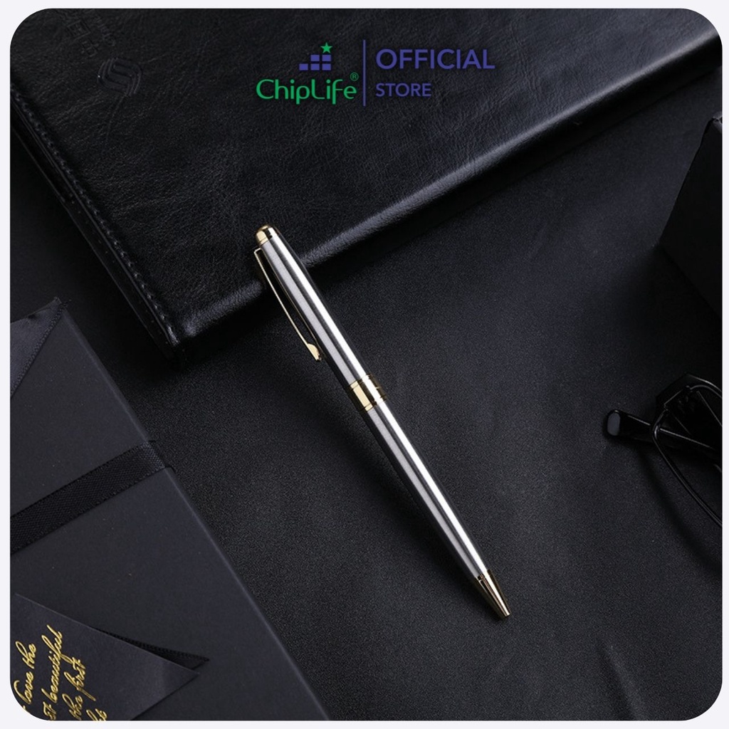 Bút ký cao cấp CHIPLIFE P018B khắc tên theo yêu cầu - dạng xoay bạc ngòi 0.7mm mực xanh