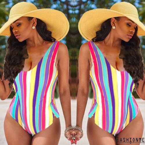 FREESHIP ĐƠN 99K_ Bộ đồ tắm liền mảnh kẻ sọc nhiều màu sắc phong cách quyến rũ cho nữ | BigBuy360 - bigbuy360.vn