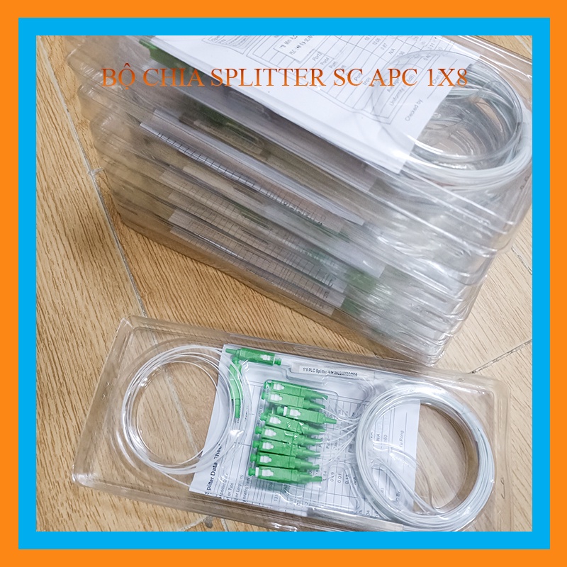 Bộ chia quang PLC 1x8 SC APC; Bộ chia quang splitter 1x8 suy hao thấp vnz