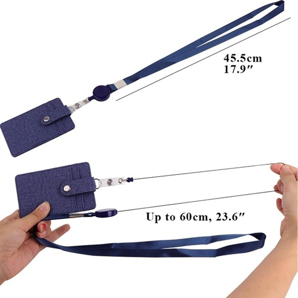 Bao đựng thẻ tên/ bảng tên bằng da có nhiều màu thời trang có dây đeo có thể thu gọn