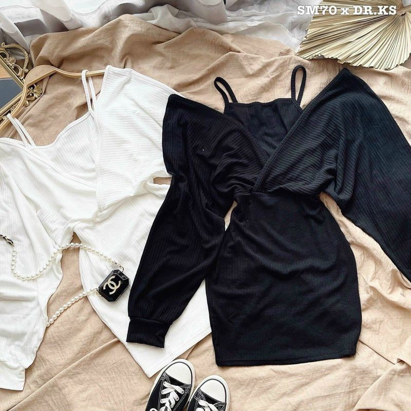 Đầm body tay dơi 2 dây có bigsize