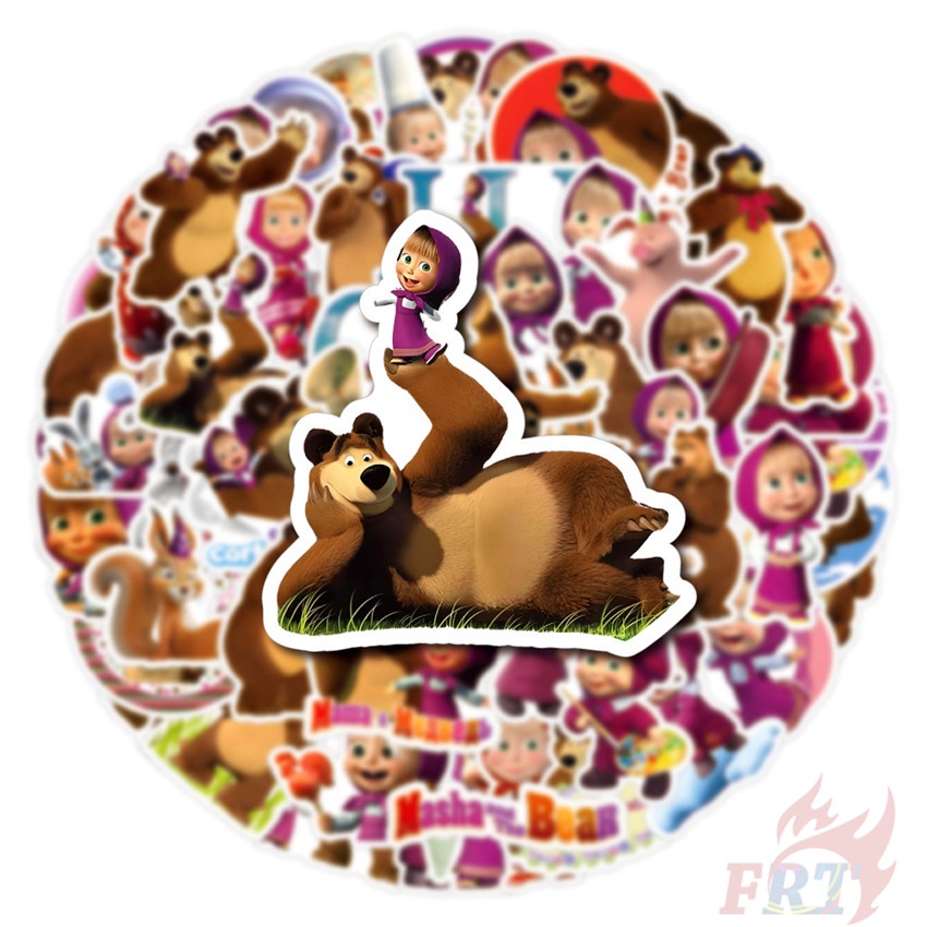 ❉ Hình Dán Dòng Masha and the Bear Series 02 ❉ Bộ 50 Sticker Chống Thấm Nước Họa Tiết Doodle Hợp Thời Trang