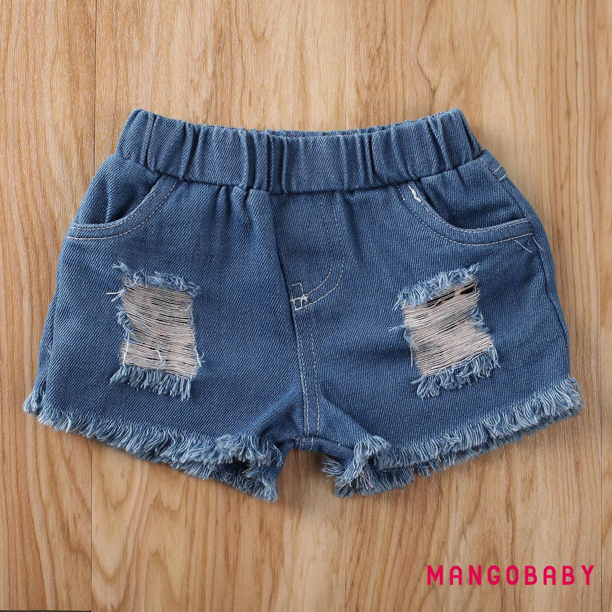 Set Áo Trễ Vai Họa Tiết Da Báo + Quần Short Denim Thời Trang Mùa Hè Cho Bé Gái