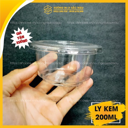 Sỉ 50 Ly PET 200ml, ly nhựa đựng kem, bánh flan, topping trà sữa