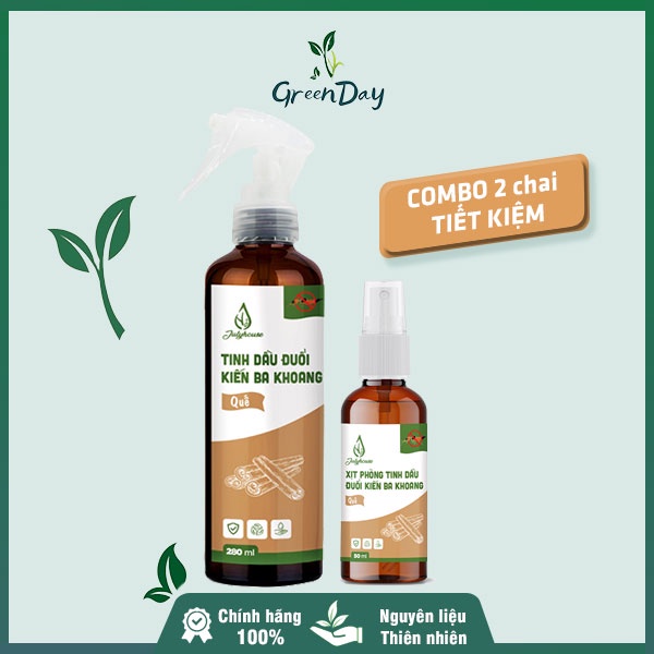 Combo 2 Bình xịt phòng đuổi kiến ba khoang tinh dầu Quế - chai 280ml & chai 50ml