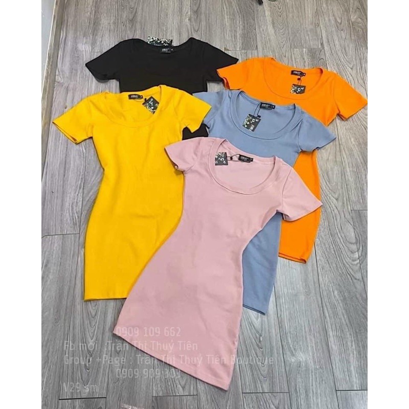 ĐẦM BODY THUN TRƠN TAY CON CỔ TRÒN