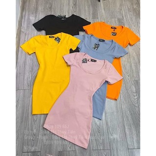 [Xã lỗ] ĐẦM BODY THUN TRƠN TAY CON CỔ TRÒN