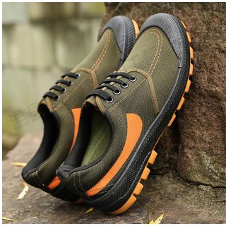Giày boot nam cổ thấp xanh rêu