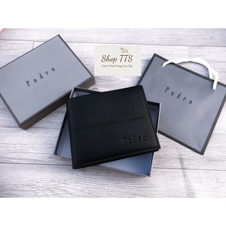 Ví/Bóp Da Nam Pedro Trơn Full Hộp Kèm Túi Xách Giấy Hãng