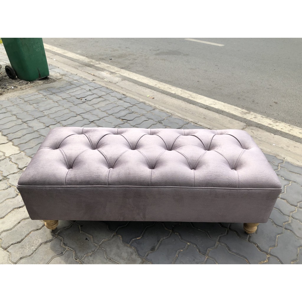 Ghế đôn dài rút múi cổ điển chân gỗ Sofa nhung Decor Phòng khách AYD03