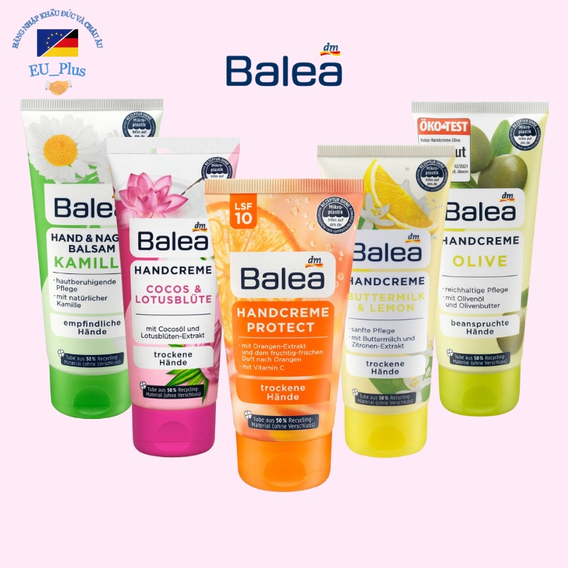 [HÀNG ĐỨC] Kem dưỡng da tay balea Đức 100ml Vitamin C, Oliu, Lemon, Lotus, Kamill,...