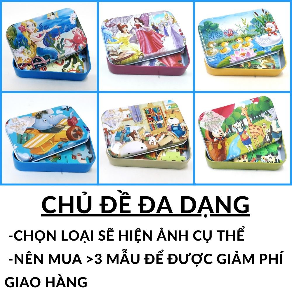 Đồ chơi Bộ ghép hình giáo dục Montessori 60 chi tiết hộp sắt