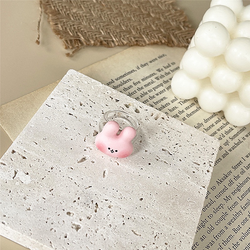 Nhẫn Nhựa Resin Mềm Mại Kiểu Hàn Quốc Họa Tiết Ếch Dễ Thương Cho Bé Gái