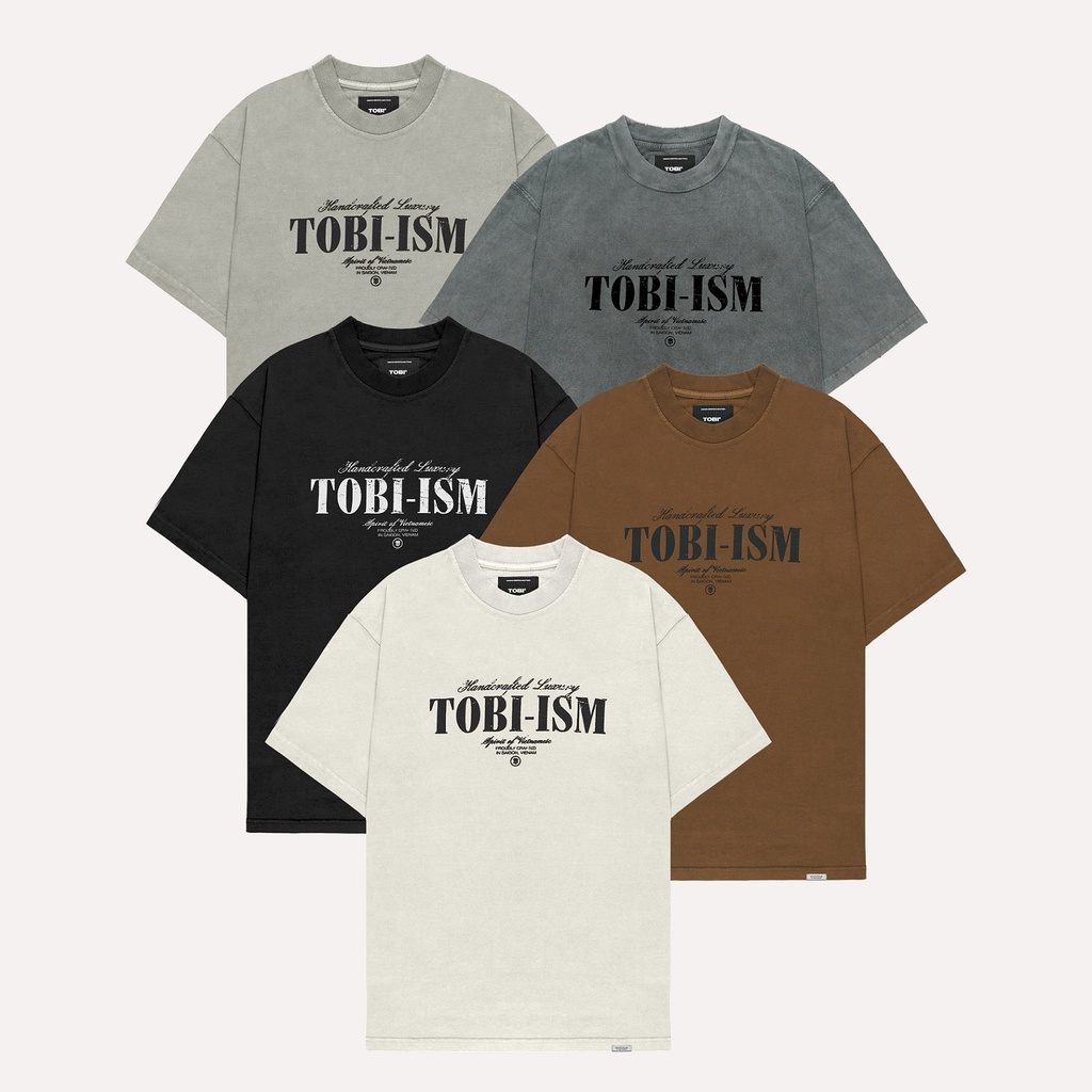 Áo thun tay lỡ TOBI-ism vải Cotton
