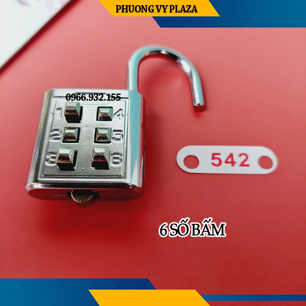 Ổ Khóa Số Bấm 6 Số 40mm Chuyên Khóa Tủ, Vali, Túi Xách, Cao Cấp