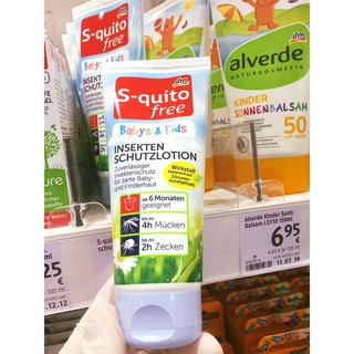 Kem bôi chống muỗi S quito Free 100ml hương chanh và bạch đàn cho người lớn và trẻ từ 6 tháng tuổi (Hàng nội địa Đức)