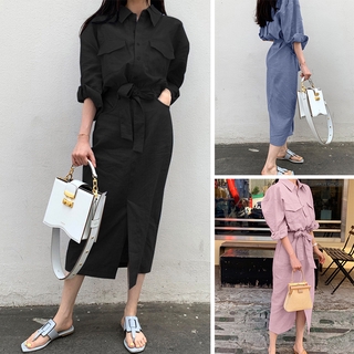 Zanzea đầm maxi form rộng xẻ tà thời trang dành cho nữ