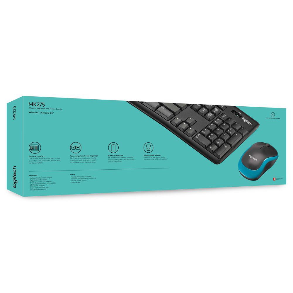 [Mã ELBAU5 giảm 5% tối đa 500K] Combo chuột phím không dây Logitech MK275 - Phím media & viền chuột nổi bật, 1 đầu USB | BigBuy360 - bigbuy360.vn