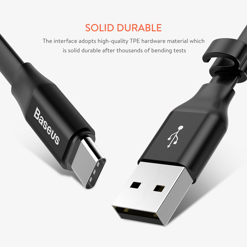 Cáp sạc và truyền dữ liệu tốc độ cao Baseus Nimble USB Type C (23cm, hỗ trợ QC3.0)