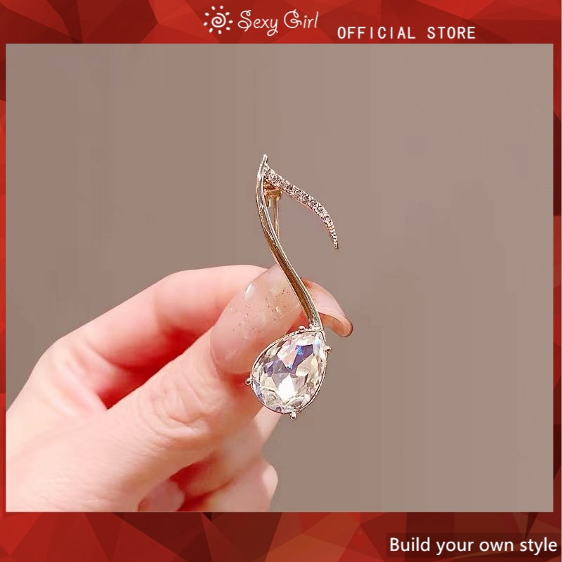 Ghim Cài Áo Hình Nốt Nhạc Đính Đá Pha Lê Sang Trọng