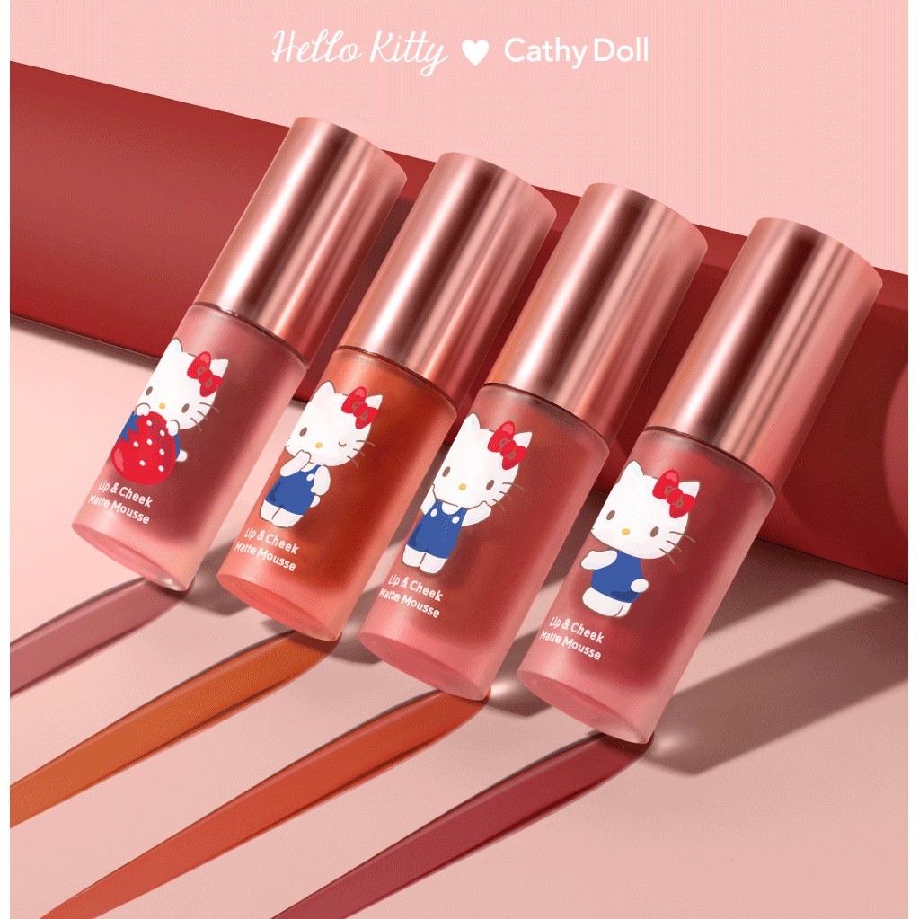 Cathy Doll Hello Kitty Lip & Cheek Matte Mousse 4g Son Kem Lì Và Má Hồng Hello Kitty Cathy Doll Lip & Cheek Matte Mousse