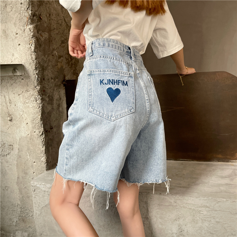 Quần short jeans denim lưng cao thời trang Hàn Quốc cho nữ
