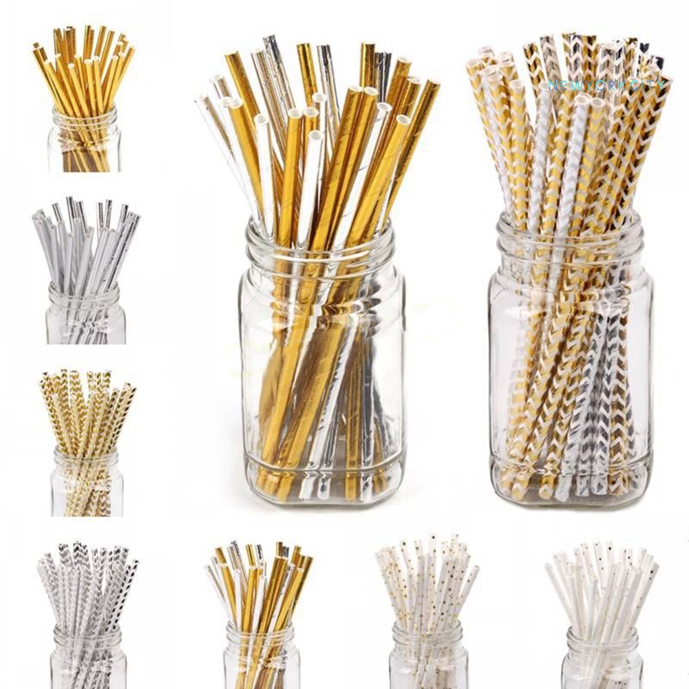 Set 25 Ống Hút Giấy Dùng Một Lần Phân Hủy Sinh Học Cho Tiệc Sinh Nhật